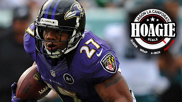 Ray Rice should be in for a busy day at the office when the Patriots visit. (US Presswire)