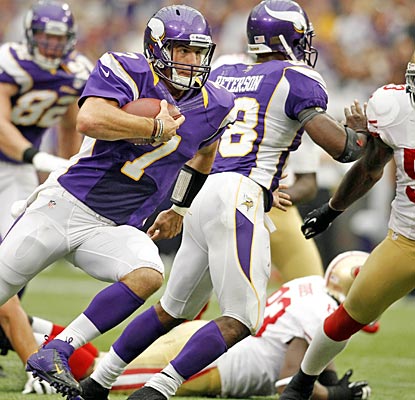 Christian Ponder and the Vikings do what division rivals in Detroit and Green Bay couldn't -- beat the 49ers.  (US Presswire)