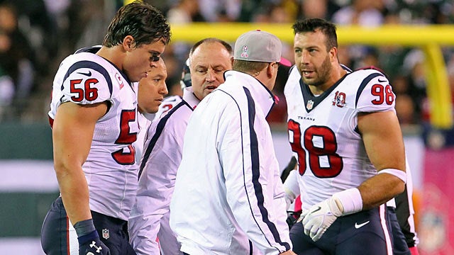 Losing Cushing (left) won't be easy for the Texans, who will be without their 2011 team MVP. (US Presswire)
