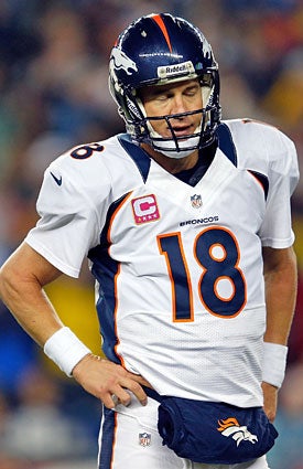 Peyton Manning has a history of struggling vs. the Chargers, his Week 6 foe. (Getty Images)