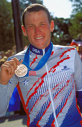 Lance Armstrong won his only Olympic medal at the Sydney Games in 2000, taking bronze in the road time trial. (Getty Images)
