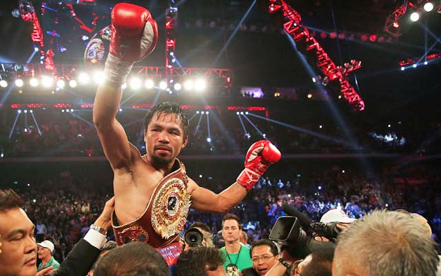 Manny Pacquiao dedicates his victory to his home country of the Philippines. (Getty Images)