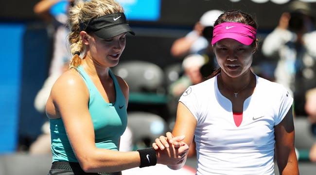 Li Na (right) ends 19-year-old Canadian Eugenie Bouchard's surprising run in Australia.