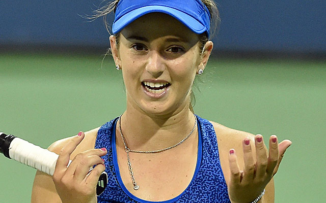 CiCi Bellis battles back in the second set before falling to Zarina Diyas of Kazakhstan. (USATSI)