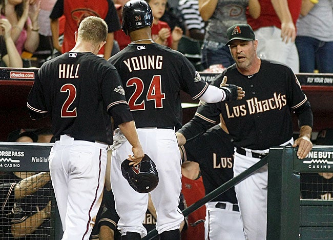 Kirk Gibson and the D-Backs are vying for home-field in the first round of the playoffs. (Getty Images)
