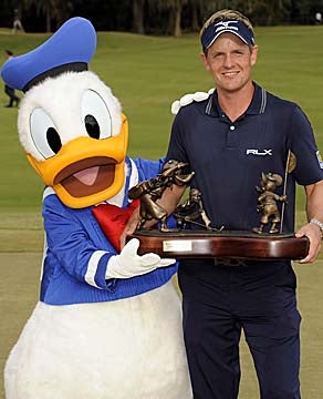 Luke Donald was joined by perhaps a more famous Donald after winning the PGA Tour's season finale at Disney. (Getty Images)