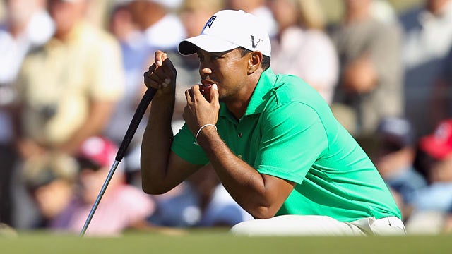 Woods advances despite constantly struggling. 'Neither one of us had our best stuff out there.' (Getty Images)
