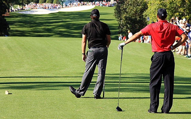 Knowing their way around the course gives Phil and Tiger a leg up at Augusta. (Getty Images)