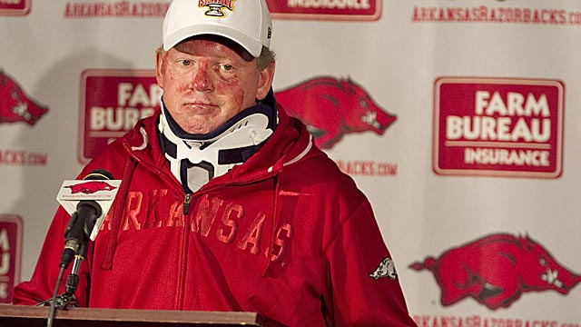 Petrino's on-field success makes it hard for Arkansas to fire him for his moral failings. (AP)