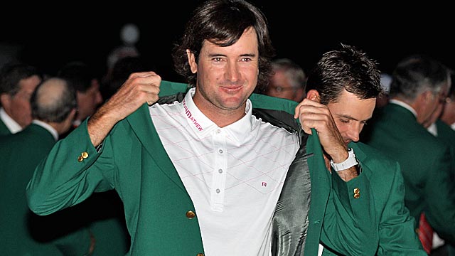 Bubba Watson somehow won a green jacket by dominating Augusta's par-3 holes. (Getty Images)