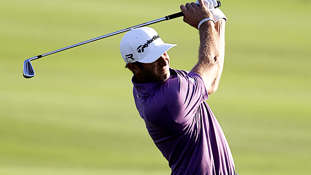 Dustin Johnson shoots a 69 and then a 66 to finish Monday three shots ahead of Steve Stricker. (Getty Images)