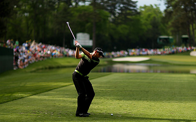 Sergio Garcia tees off on No. 16 en route to an opening-round 66 to share the lead with Marc Leishman. (Getty Images)