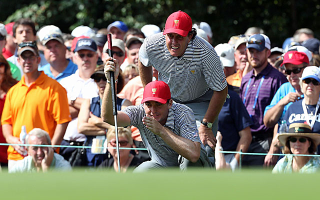 Phil Mickelson and Keegan Bradley pick up a win for the Americans on Friday at Muirfield. (USATSI)