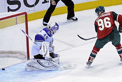 After 65 minutes of regulation and overtime play, Pierre-Marc Bouchard ends up being the only goal scorer in the contest. (AP)