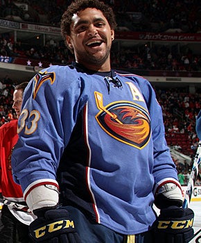 'It's a fast game and it's physical, so things are going to happen,' Atlanta's Dustin Byfuglien says. (Getty Images)