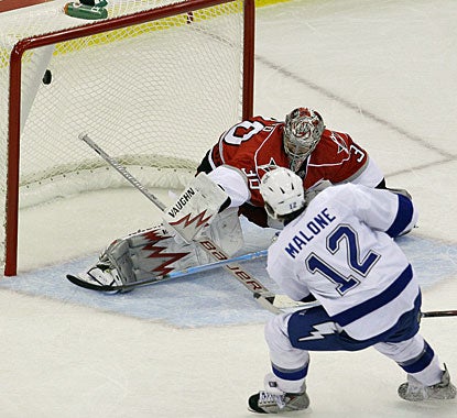Ryan Malone caps the scoring for Tampa Bay with just over three minutes remaining in the game. (AP)