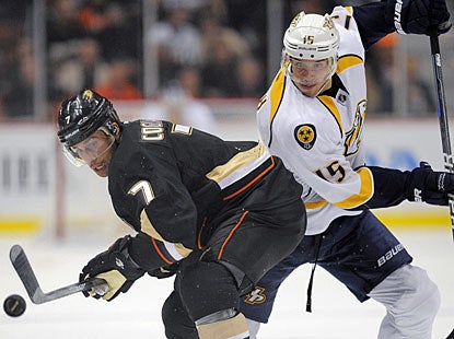 Craig Smith (right) collects three points in a game for the second time in his short career.  (AP)
