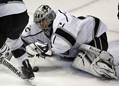 Jonathan Quick stops 24 shots to lead the Kings to their first win when trailing after two periods. (Getty Images)
