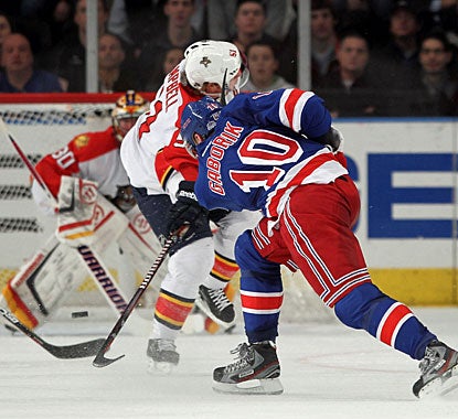 Marian Gaborik finishes the game with this slap shot from the high slot for his 23rd goal of the season. (Getty Images)
