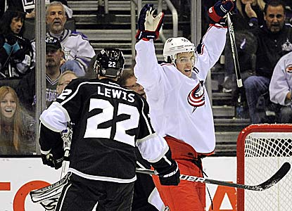 Defenseman Grant Clitsome scores his first goal since Nov. 10 to doom a Kings team with the fewest goals (90) in the league. (AP)
