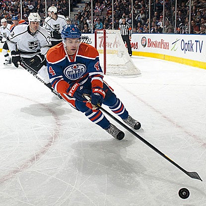 Taylor Hall scores at 3:06 of overtime to defeat the Kings and end the Oilers' five-game losing streak.  (Getty Images)