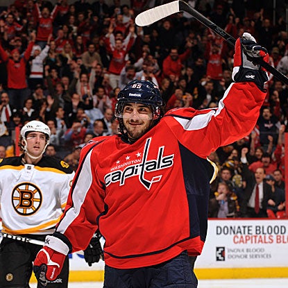 Mathieu Perreault records his first career hat trick and scores the tie-breaking goal in the third period for the Capitals. (Getty Images)