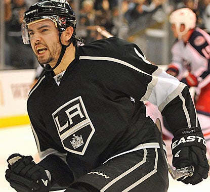 Drew Doughty is pumped up for good reason as he basically gives the Kings a win at the buzzer. (US Presswire)