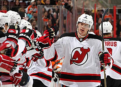 Kurtis Foster has two goals for the Devils, who do all their damage in the first two periods before the Flyers rally. (Getty Images)
