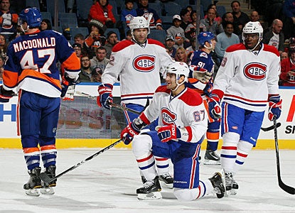 Max Pacioretty (67) enjoys his second goal. Little did he know that a hat trick was to come with one second to play. (Getty Images)