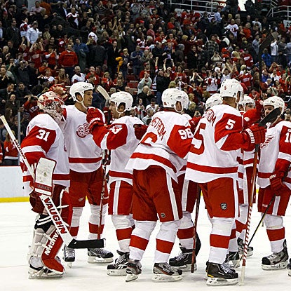 With their win over the Ducks, the Red Wings tie the NHL record for the second-longest home win streak. (US Presswire)