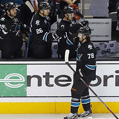 Benn Ferriero's tiebreaking goal is only his second goal in the last 12 games for the Sharks. (US Presswire)