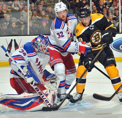 Henrik Lundqvist makes 42 saves in Boston to notch his league-leading seventh shutout of the season.  (Getty Images)