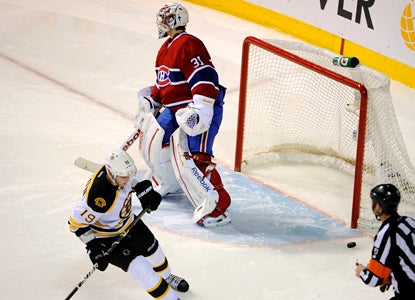 Boston's Tyler Seguin scores the game-winner for the Bruins in a shootout win over the Canadiens. (Getty Images)