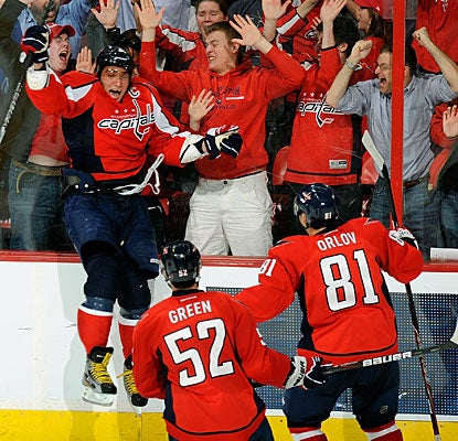 Alexander Ovechkin celebrates his winner with 51 seconds to go in overtime just like in his heyday. (Getty Images)