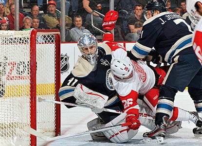 Allen York makes 29 saves in his eighth appearance for the Blue Jackets and records his first career win. (Getty Images)