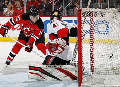 Petr Sykora directs the puck past Craig Anderson to finish the regular season with 21 goals. (Getty Images)