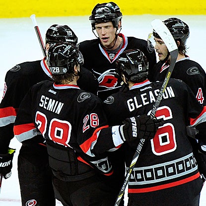With their win over the Panthers, the Hurricanes move into sole possession of first place in the Southeast Division. (Getty Images)