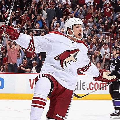 The Coyotes' Rob Klinkhammer scores his second career NHL goal in two games since he was recalled from the AHL. (Getty Images)