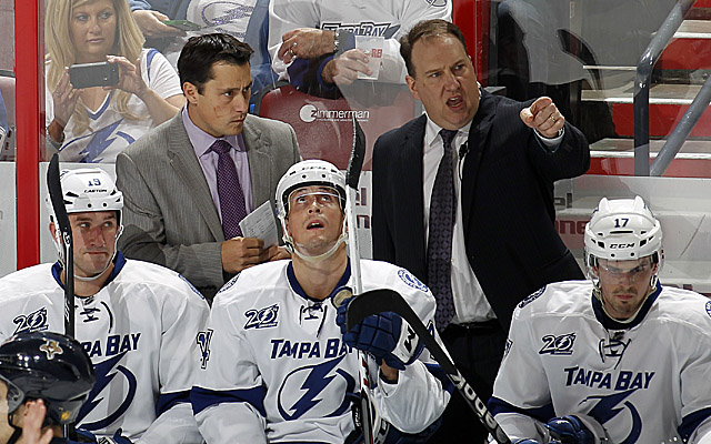 With the release of Boucher (left), assistant Martin Raymond will share interim duties in Tampa. (Getty Images)