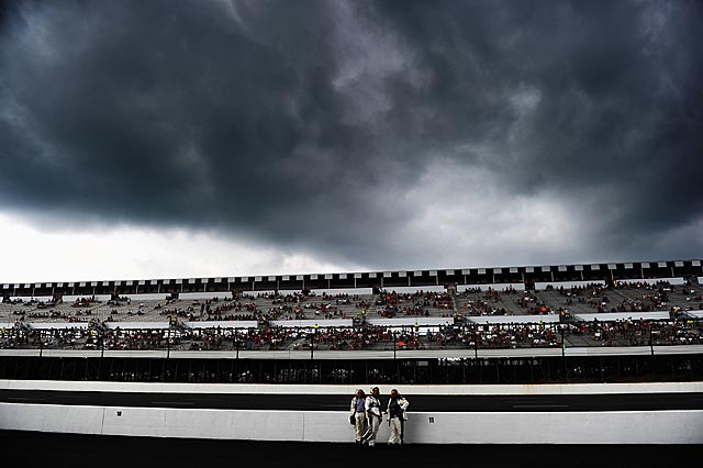 Ominous skies loomed over Pocono Raceway for much of Sunday. (Getty Images)