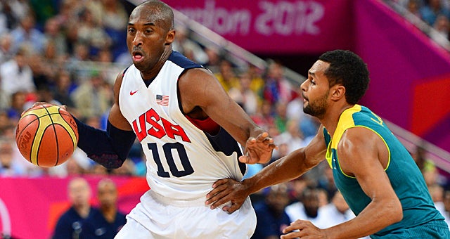 Kobe Bryant scores all 20 of his points in the second half against Australia. (US Presswire)
