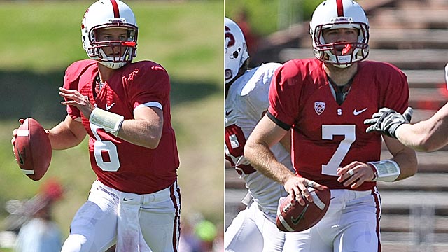 Junior Josh Nunes and sophomore Brett Nottingham are the Cardinal's leading QB candidates. (US Presswire)