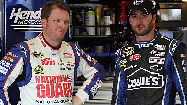 Junior is going to the rear after crashing in practice while J.J. has an engine change. (Getty Images)