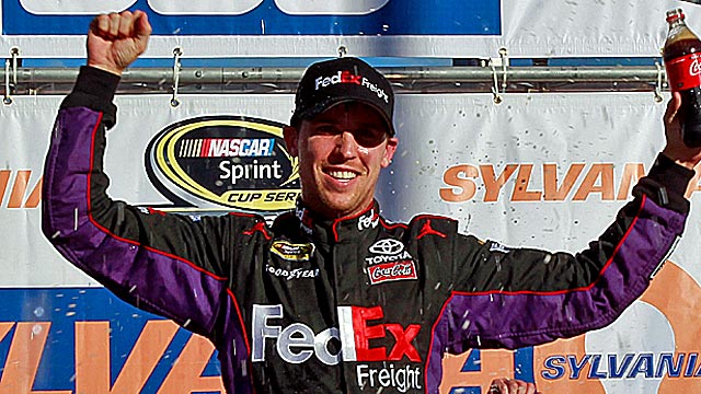 Denny Hamlin started near the back of the field but took the lead by Lap 94. (Getty Images)
