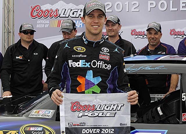 This is the first Dover pole for Denny Hamlin, who seeks his first win at one of his worst tracks. (AP)
