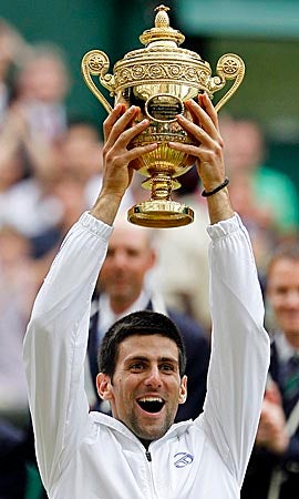 Novak Djokovic finally feels the love on Centre Court. (AP)