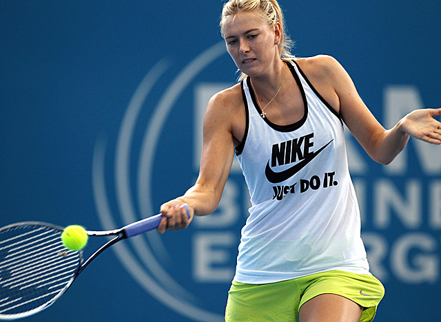 Sharapova, here in practice Saturday, withdrew with a collarbone injury on Tuesday. (AP)