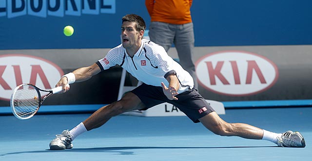 Novak Djokovic goes all out to defeat Radek Stepanek in straight sets. (AP)