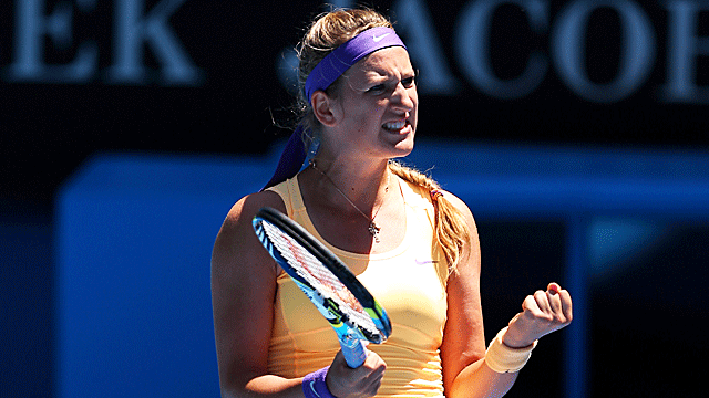 Victoria Azarenka moves on to the Australian Open semifinals with her win over Svetlana Kuznetsova. (Getty Images)
