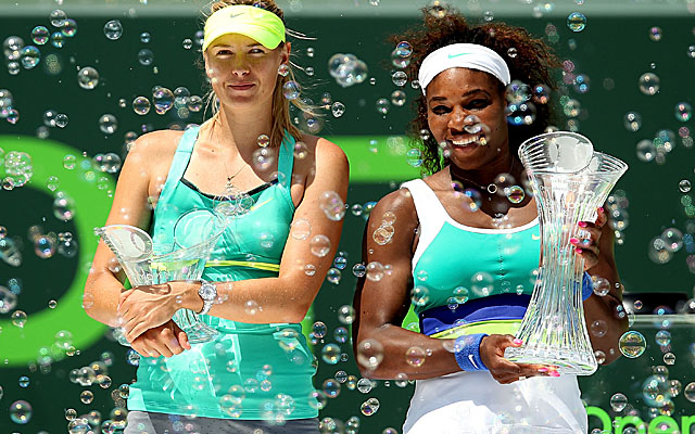 In winning her sixth title here, Williams (right) keeps Sharapova winless in another Sony Open final. (Getty Images)